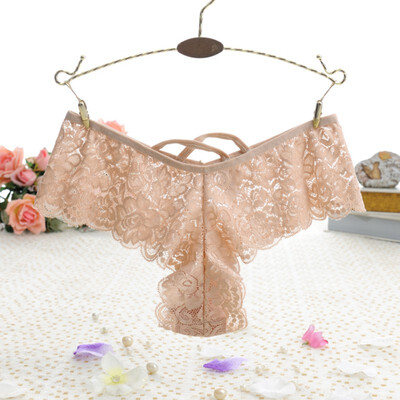 

Sexy Women Lace Panties Solid Perspective Lace Flower Low Rise G-String Underwear Briefs