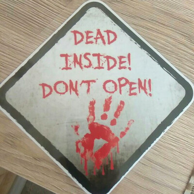 

Creative Red Bloody DEAD INSIDE DONT OPEN ZOMBIE Reflective Car Sticker 1414cm