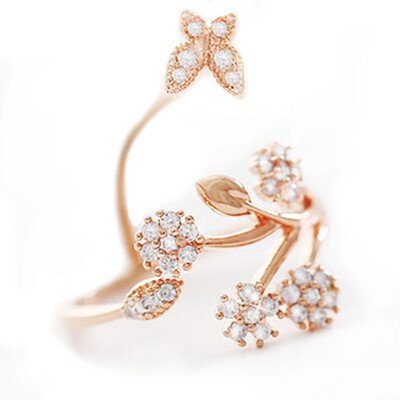 

Trendy Adjustable Ring Lovely Butterfly Trees Engagement Ring for Women Girls Fashion Party Jewelry Gifts