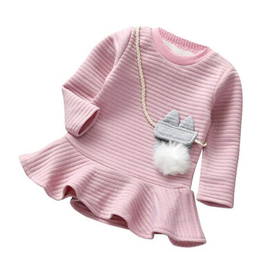 

Causal Dress For Girl Long Sleeve Kids Clothes Autumn Dresses Baby Dress Solid Kids Girl Dresses