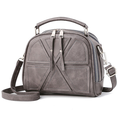 

Women Girls Double Zipper Crossbody Shoulder Bag Female Messenger PU Leather Patchwork Tote Handbag Purse