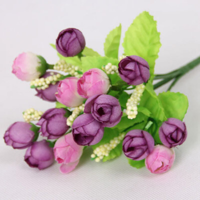 

Artificial Silk Rose Flower Leaf Home Wedding Party Decor Bridal 15 Head Bouquet Home Decor
