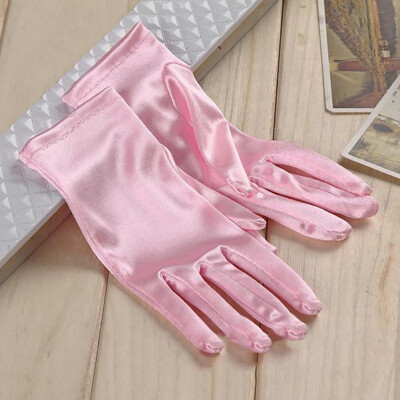 

Ladies Short Wrist Gloves Smooth Satin For Party Dress Prom Evening Wedding