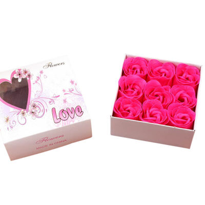 

9Pcs Artificial Scented Rose Petal Bouquet Gift Box Bath Body Flower Soap Gift Wedding Party Favor