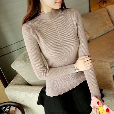 

Winter Autumn Women Tops Knitwear Short Section Of The Semi-High Collar Slim Sweater Women Sweaters And Pullovers