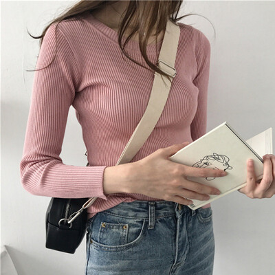 

sweater women pullover slim o-neck warm sweaters knitted korean jumper fashion women clothes pull femme poleras sueter
