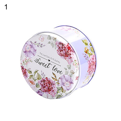 

Flower Flamingo Print Tinplate Wedding Candy Storage Box Round Trinket Organizer