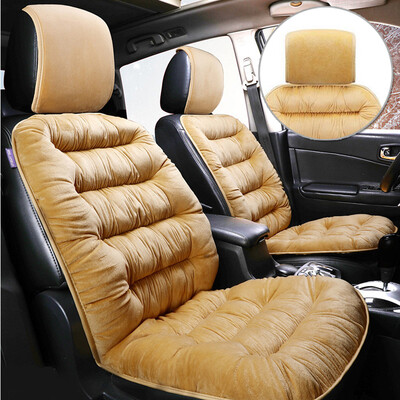 

11050cm Front Car Seat Cover Pad Warm Plush Cushion Protector W Head Cap
