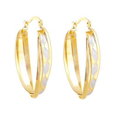 

Gold-plated Copper Earrings A Pair Gorgeous Women 18KRetro oval Earrings Stud Hoop Dangle Earring Jewelry Color Gold