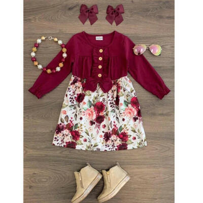 

Toddler Girls Baby Kids Princess Bow Dress Long Sleeve Party Tutu Dress Clothes