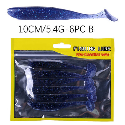 

6pcsset Artificial Bait False T Shape Tail Fish Pattern Soft Lure Fishing Accessories portable fishing lures bait kit