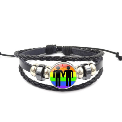 

Rainbow Pride Braided Wristbands Leather Bangle Pride Bracelet for Men Women