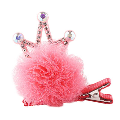 

Girls Barrettes Kid Hair Clips Cute Yarn Ball Crown Design Children Princess Hair Accessories