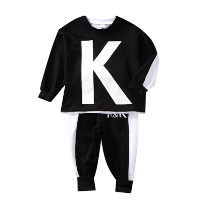 

Autumn Baby Boys Costume Set Fashion Long Sleeve Alphabet Print Sweatshirt TopsPants Trouser