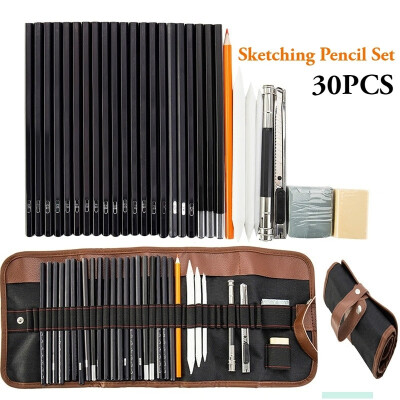 

30pcs Sketch Charcoal Pencil Eraser Set Art Craft with Pouch for Drawing Sketching