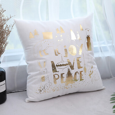 

Tailored Merry Christmas Gold Foil Printing Pillow Case Sofa Waist Throw Cushion Cover