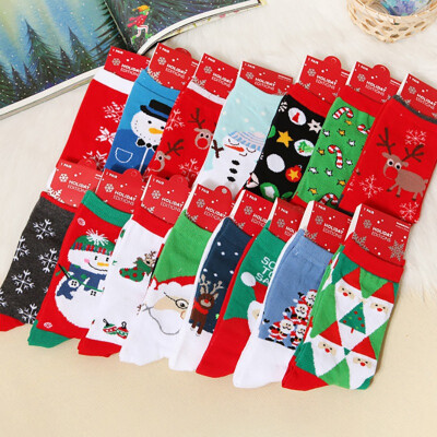 

5 Pairs Children Child Socks Cute Cotton Christmas Cartoon Print Socks Comfortable Tube Length Anti-slip Casual Socks New