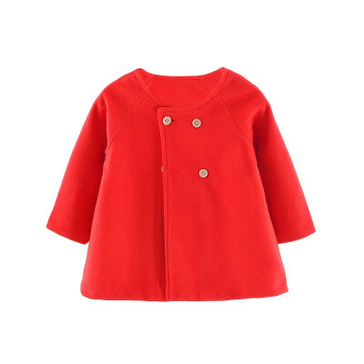 

Baby Children girls Wool & Blends Autumn&winter windbreaker long-sleeved button coat round neck cloak coat