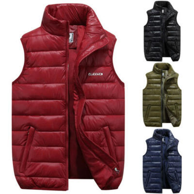 

Winter Warm Mens Down Cotton Padded Sleeveless Jacket Vest Waistcoat Parka -3XL