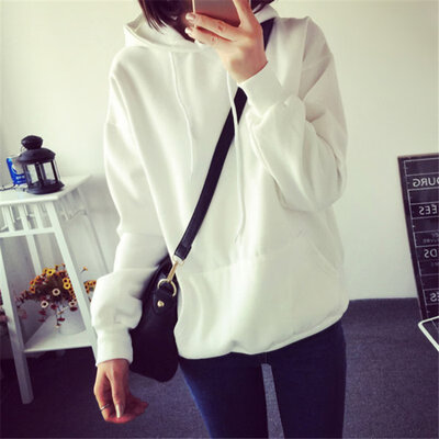 

Girls Women Spring Autumn Casual Pullovers Hoodies Sweatshirt Ladies Loose Solid color pocket Hoodies Tops