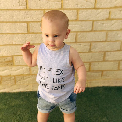 

Kids Boys Sets Summer Children Baby Boys Casual Sleeveless Letter Print T-shirt TopsDenim Shorts Costume Set