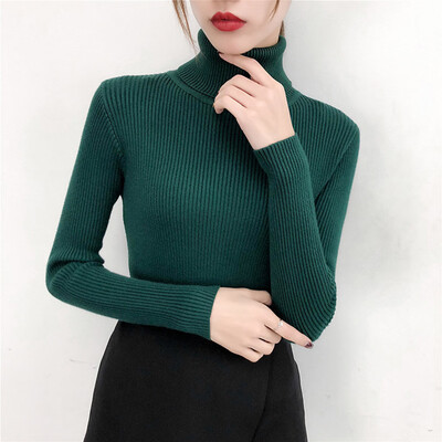 

Tailored Autumn Winter Sweater Women Long Sleeve Pullover Turtleneck knitting Basic Tops