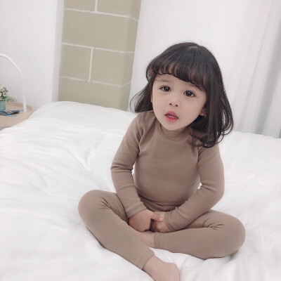 

Children Autumn Toddler Girls Clothing Solid Color Suit Printing Home Service Cotton Soft Two-piece Pajamas girls Suits