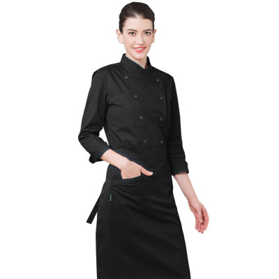 

Double Row Buttons Long Sleeve Chef Costume Restaurant Hotel Kitchen Overalls