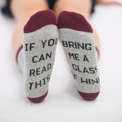 

Autumn SpringForeign trade Cotton socks If You can read this Bring Me a Glass of Wine Socks Hot sales