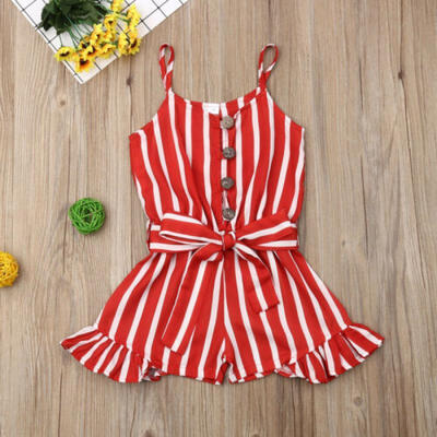 

Toddler Kid Baby Girl Clothes Sleeveless Striped Romper Summer Chiffon Outfit Z