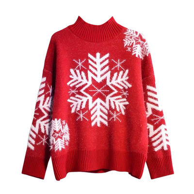

Winter Half-neck Sweater Womens Loose Thick Water Velvet Christmas Sweater Pullovers