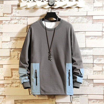 

Toponeto Mens New Fashion Autumn Winter T-shirts Long Sleeved Stitching Color Tops