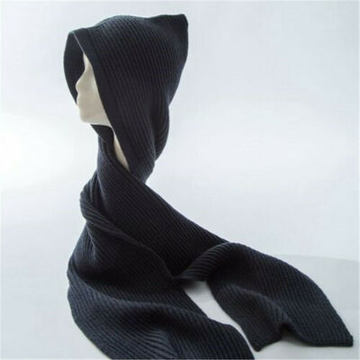

Women Hooded Long Scarf Mother Winter Warm Knit Hoodie Stole Shawl Hat