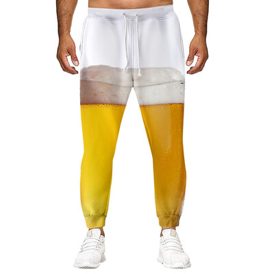 

Gobestart Mens Casual Loose Long Pants Beer Festival New Style 3D Printing Trousers