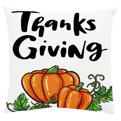 

Gobestart Happy Thanksgiving Soft Short Plush Pillow Cover Pillowcases Decorative 45x45cm