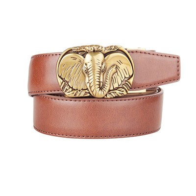 

BPSTAR Mens Automatic Buckle Genuine Leather Mens Ratchet Holeless Belt Business High Quality Mens Real Belt for Pants