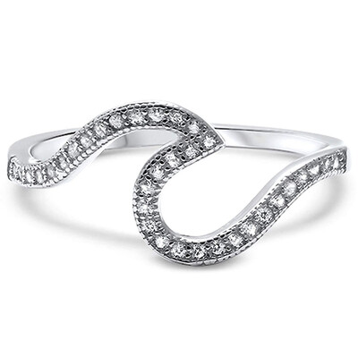 

Oxford Diamond Co Wave Design 925 Sterling Silver Ring Sizes 2-12 Choose Your Color