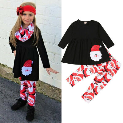 

Boutique Toddler Kids Baby Girls Xmas Clothes Top Dress Pants Legging Outfits