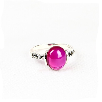 

Tianyin garnet ring 925 silver green jade pendant agate silver ring
