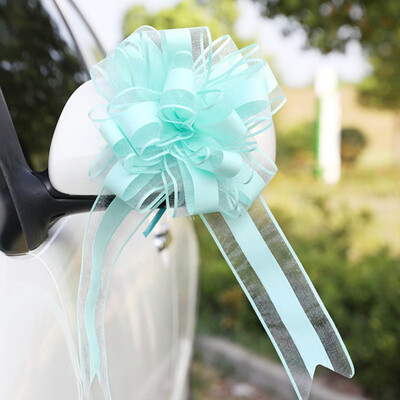 

10pcs Wedding Decoration Lace Ribbon Pull Bows Organza Exquisite Lovely solid color Car Decoration Gift Wrap