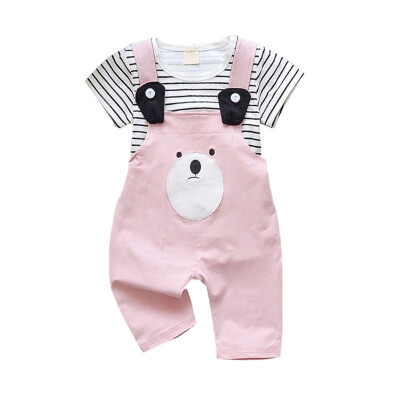 

Summer Baby Girls Clothes Set Cute Striped T-shirt Suspender Pants Kids 2PCS Outfit Set