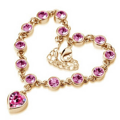 

Women Ladies Crystal Rhinestone Bangle Bracelet Chain Heart Jewelry