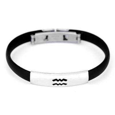 

12 Constellation Bracelet Man Women Silicone Titanium Steel Bracelets Couple Bracelet