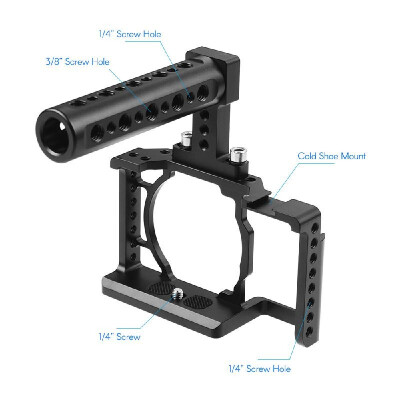 

Andoer Camera Cage Top Handle 15mm Rod Baseplate Kit Video Film Movie Making Stabilizer Aluminum Alloy 14 Inch Screw with Col