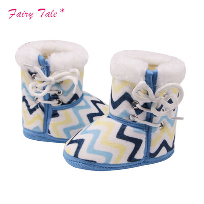 

Baby Boots Newborn Multicolored Wavy Print In The Tube Winter Boots Side With Cotton Cloth Baby Warm Boots