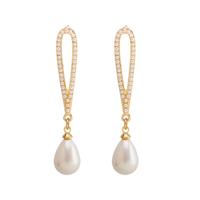 

2019 new fashion genuine freshwater Pearl long Earrings for women alloy Pearl Dropping Errring jewelry gold pearl