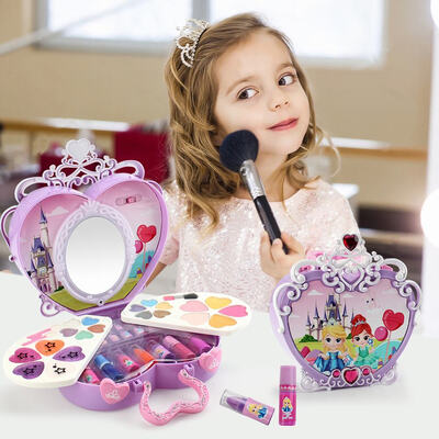 

Dress-Up Toy Makeup Cosmetic Box with Mirror Lights Pretend Play Girls Cosmetics Kit Environmental Toys Beauty Safety Toy for Kids