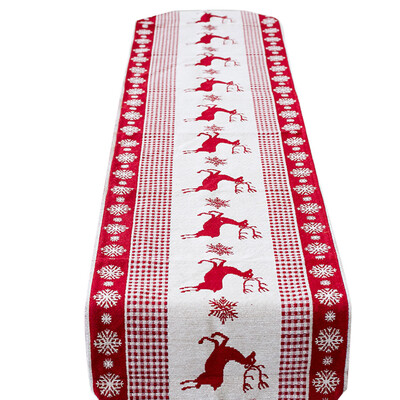 

Toponeto 35x175cm Christmas Linen Letter Printed Table Flag Tablecloths Party Decoration