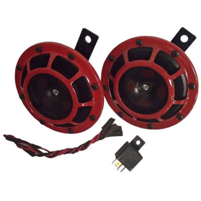 

Electric Loud Speaker 12V Red Car Truck Vehicle Dual 118dB Basin Horn Overcurrent Protective Relay