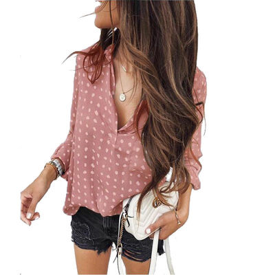 

Women Autumn Blouse Shirt Fashion Simple Office Ladt Shirt All-match Dot Pattern Long Sleeve Casual Loose Shirts